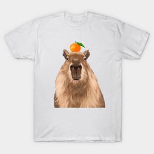 Capybara with Mandarin Orange on Head T-Shirt